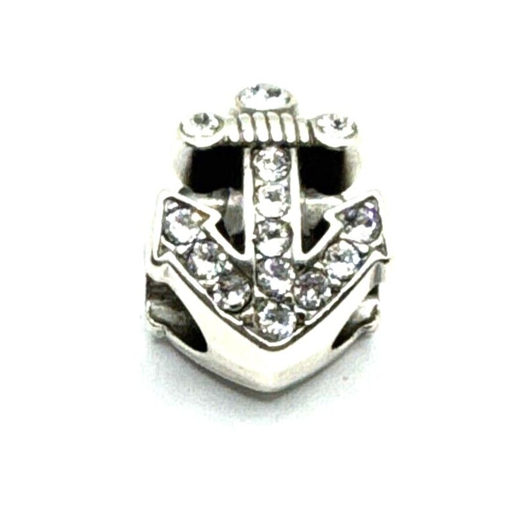 Brighton Anchor Double Crystal Encrusted Two-Sided Silver Spacer Bead
